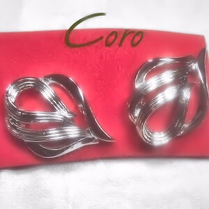 Orecchini Vintage Coro Silvertone Curvilinear Clip Clipon