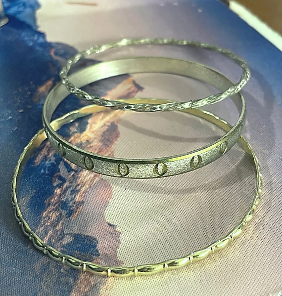 Three Vintage Bangle Bracelets - image 1