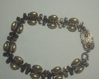Antike Sterling und Glasperlen Armband
