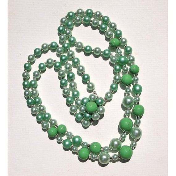 Japan Green Bead Two Strand Necklace