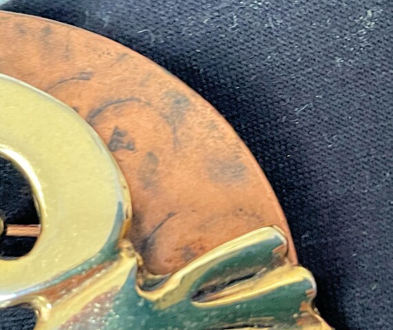 Large Hammered Textured Copper Statement Brooch w… - image 2