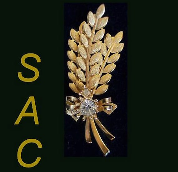 Sarah Coventry Rhinestone Wheat Pin - image 1