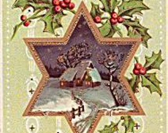 ビクトリア朝アンティーク クリスマス ポストカード 3 枚。消印済みの