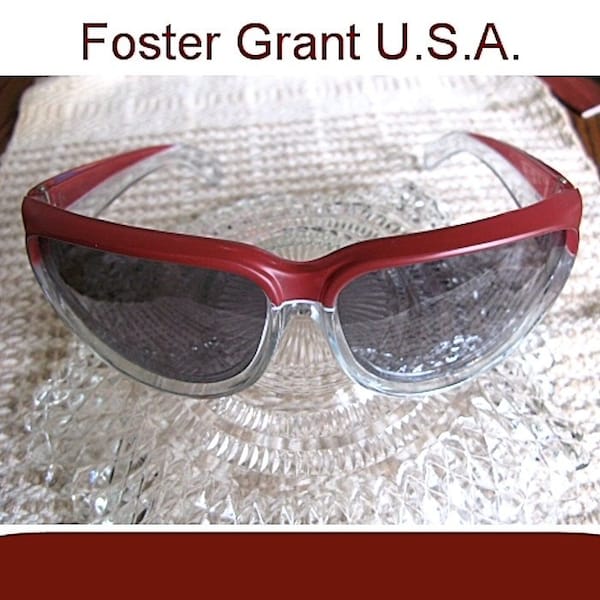 Foster Grant USA Red and Clear Acrylic Sunglasses New Old Stock NOS