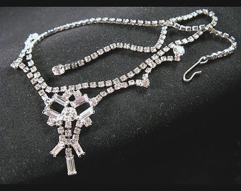 Elegant Rhinestone Prom or Bridal Necklace, Wedding Jewelry
