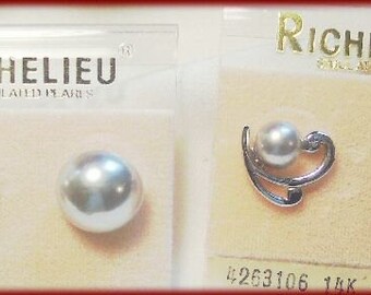 2 Pairs Richelieu Simulated Pearl Earrings New On Original Card NOS