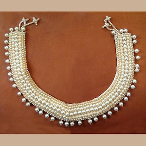 Hand Sewn Faux Pearl Collar Necklace