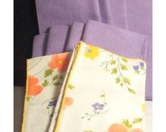 Co-ordinated Purple and Floral Linen Napkins