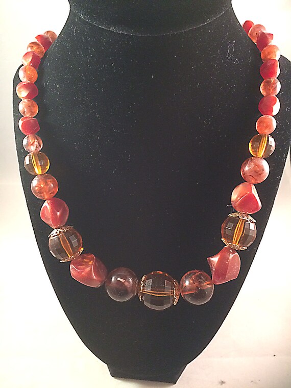 Vintage Chunky Brown Lucite Beads Necklace - image 3