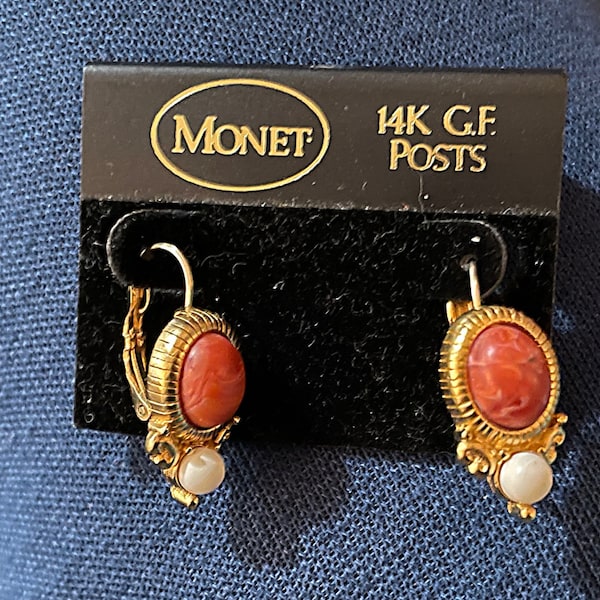 Vintage Monet NOS 14K GF Dangle Earrings