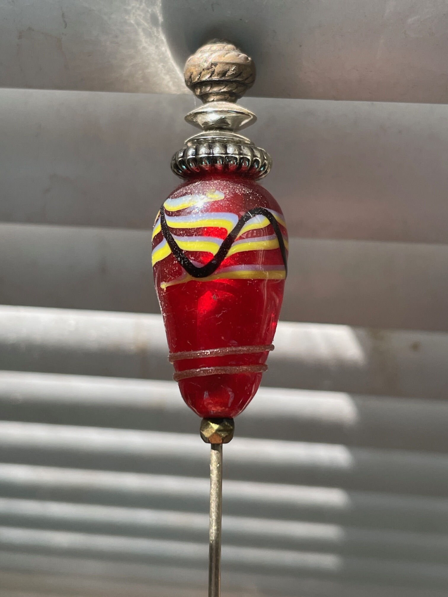 Vintage Lampwork Glass Hatpins, Hat Accessories, Glass Beads 