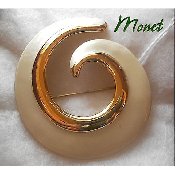 Vintage Monet Creamy Swirl Brooch Pin - image 1