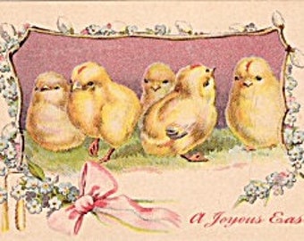 Antique Victorian Joyous Easter Postcard Matte Finish