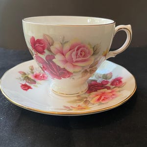 Ridgeway Potteries England Queen Anne Rose Teacup and Saucer