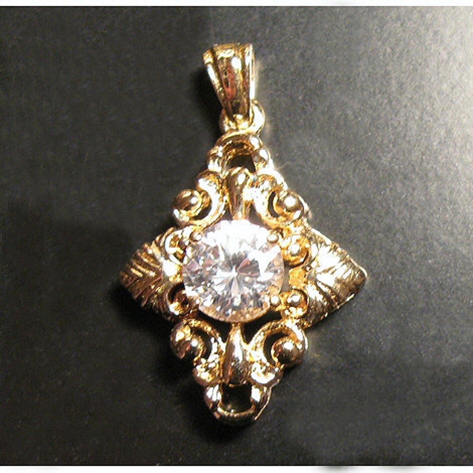 Vintage Quality 14K GE Lind Diamond Look Pendant Etsy