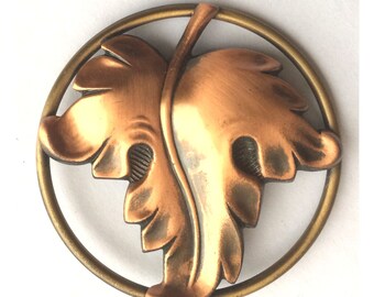 Vintage Copper Tone Leaf Brooch