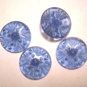 Bottoni Art Déco in vetro stampato blu