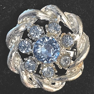 1950s Vintage Blue Rhinestone Pin