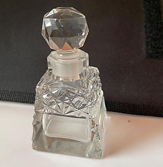 1880s American Brilliant Cut Glass Perfume Bottle and Topper