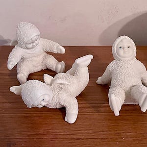Vintage Dept 56 Snowbabies-schaatsers, set van 3