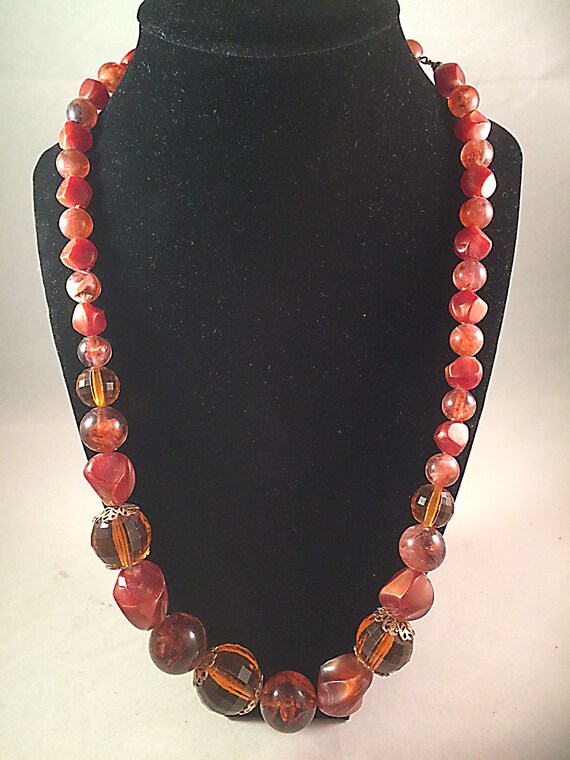 Vintage Chunky Brown Lucite Beads Necklace - image 2