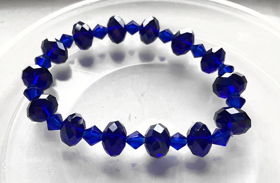Blue Crystal Bead Bracelet Swarovski Beads - image 1
