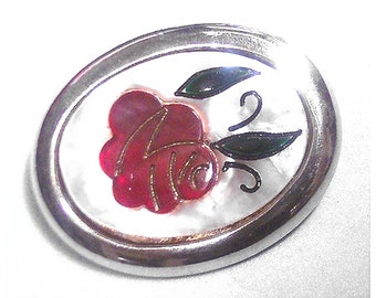 Large Lucite Rose in Metal Brooch