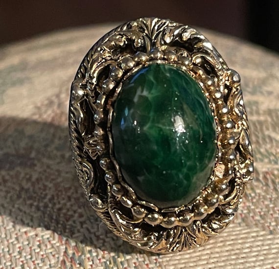 Large Green Statement Ring Adjustable - image 1
