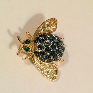 Figuratieve vliegenbroche, vliegenpin, figurale broche, insectenpin, vintage strass
