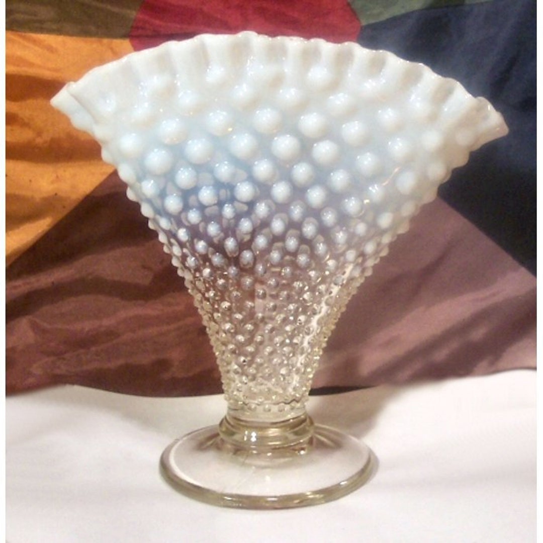 Fenton French Opalescent Hobnail Fan Vase Etsy