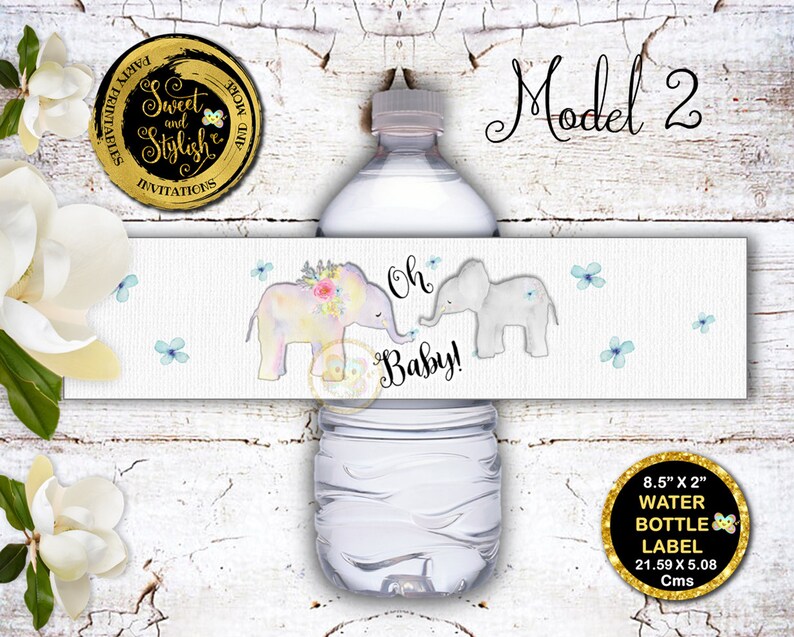 Elephant Water Label Elephant Watter Bottle Elephant Baby - Etsy