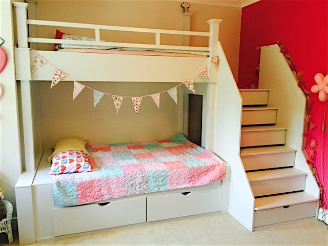 double bunk bed with storage