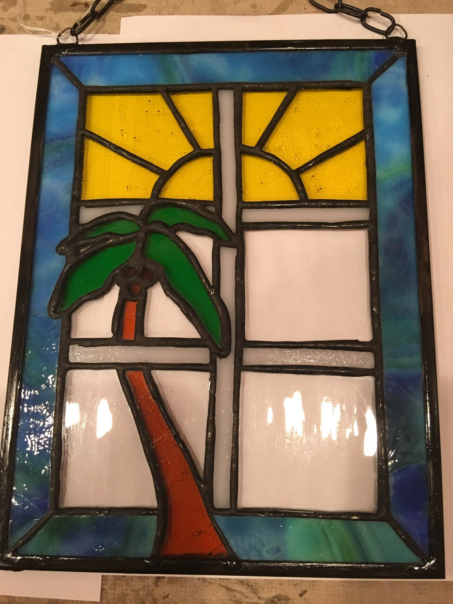 Stained Glass Palm Tree in Window. Etsy