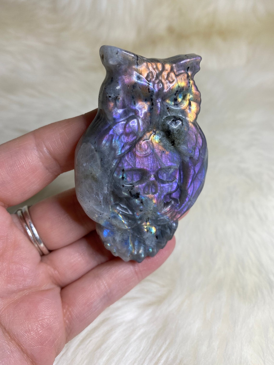 Labradorite Skull & Owl Carving 4 Etsy Denmark
