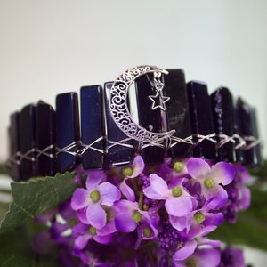 Black Obsidian Crescent Moon Tiara