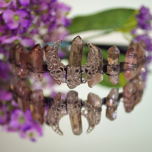 Smoky Quartz Crescent Moon Tiara