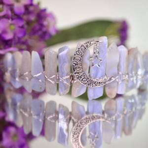 Blue Lace Agate Crescent Moon Tiara