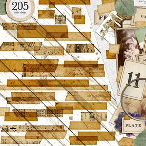 Transluzente Klebeband Streifen - Vintage Bernstein Klebeband für durchsichtige Aufkleber | Junk Journal Ephemera (205 Teile)