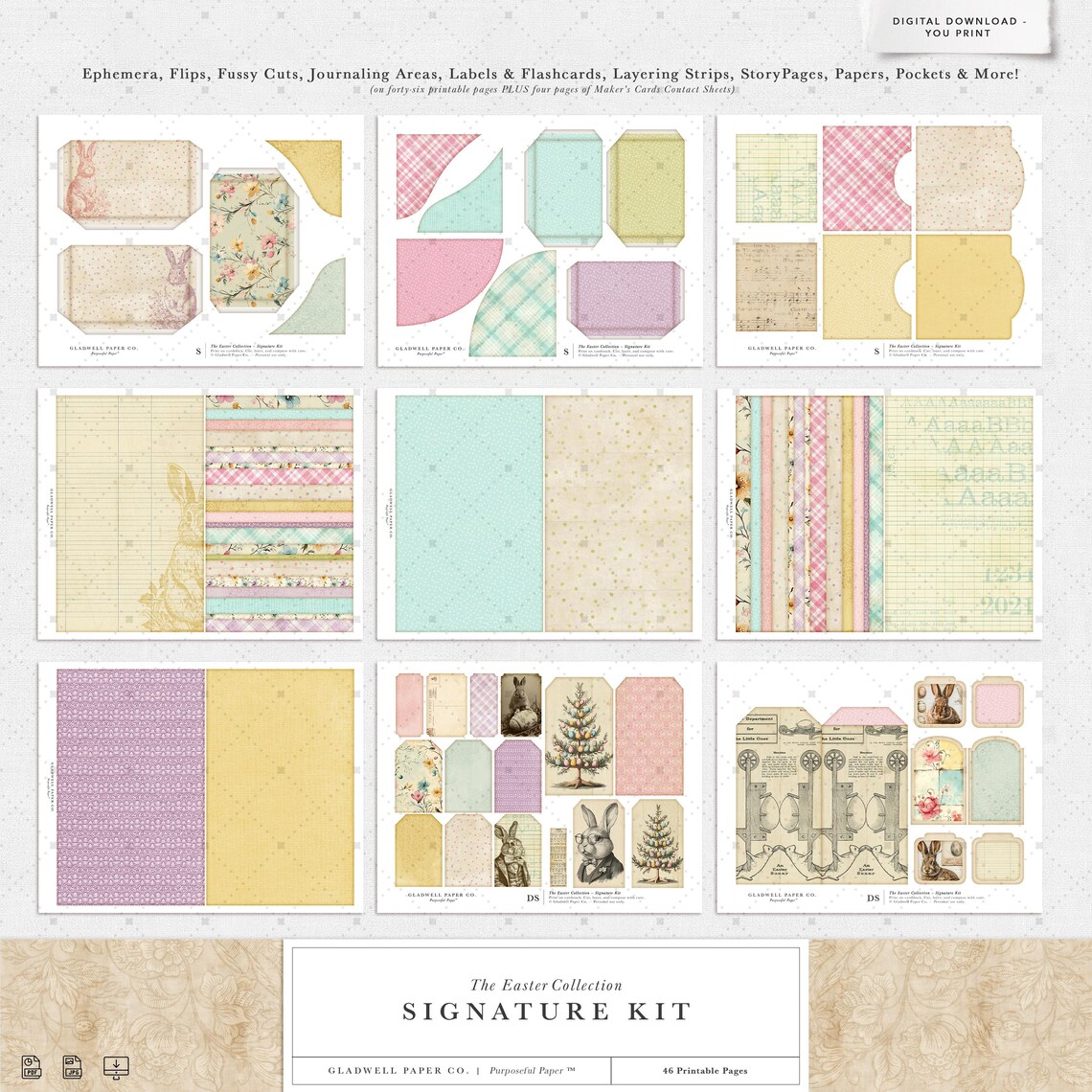 Easter Junk Journal Kit Printable Signature 46 Pages Vintage Spring ...