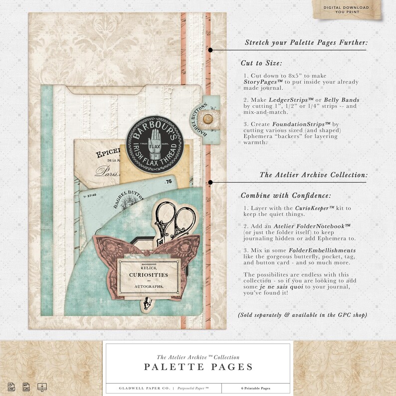 Atelier Archive™ Palette Pages – Printable French Fabric-inspired ...