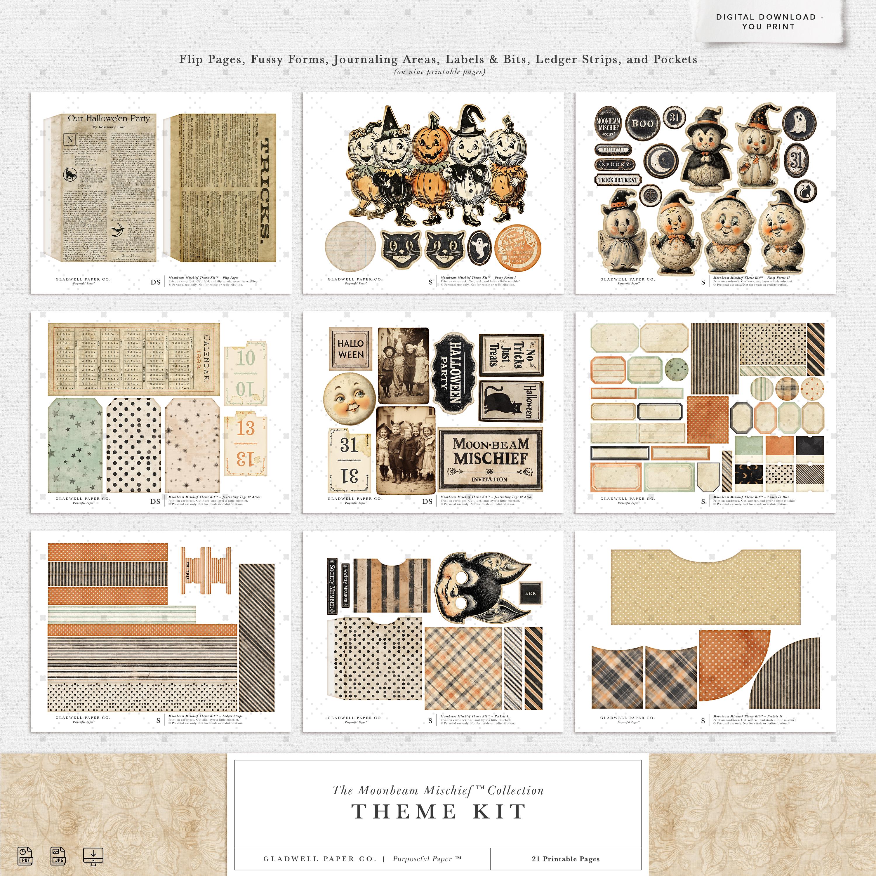Vintage Halloween Junk Journal Kit Printable | 21 Printable Pages ...