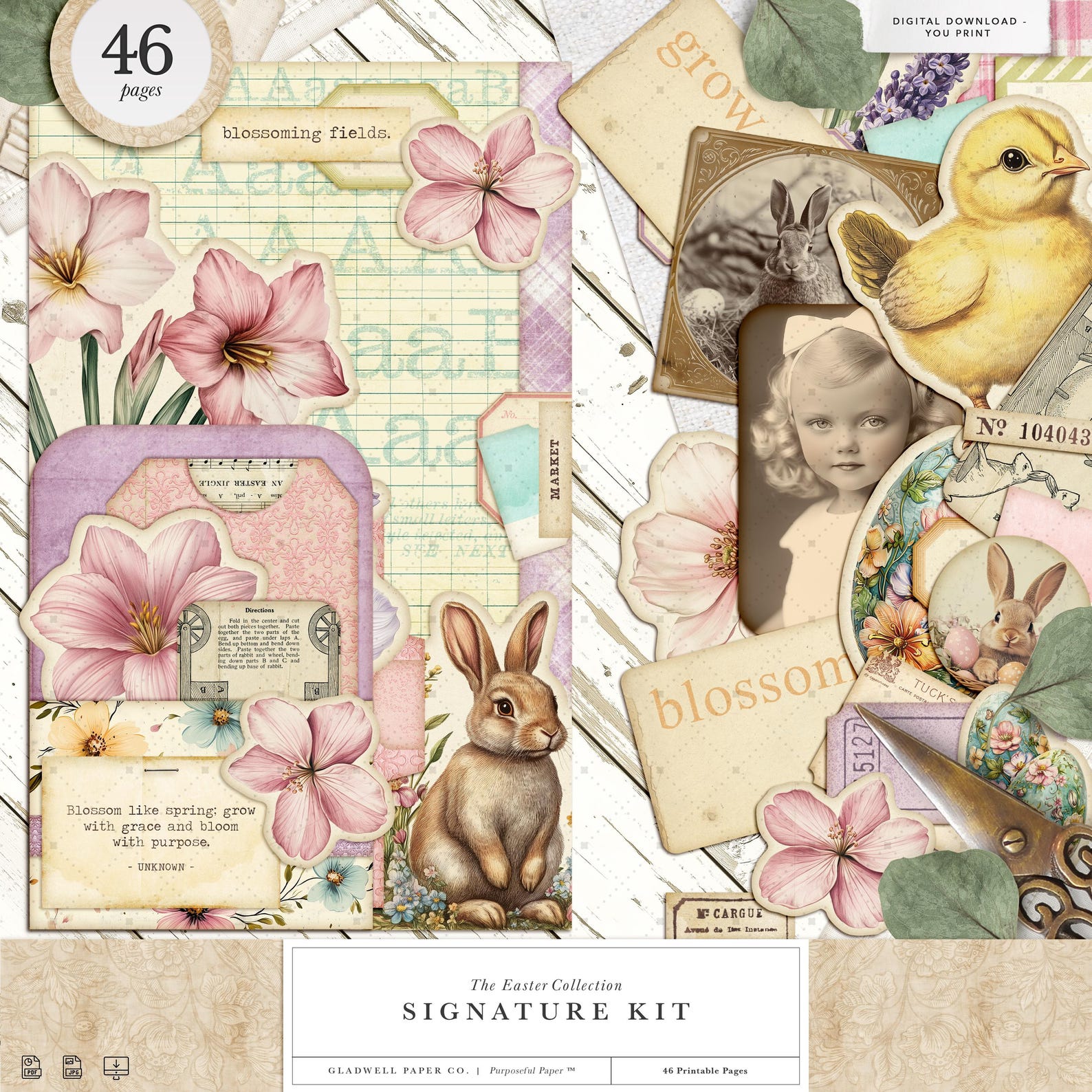 Easter Junk Journal Kit Printable Signature 46 Pages Vintage Spring ...