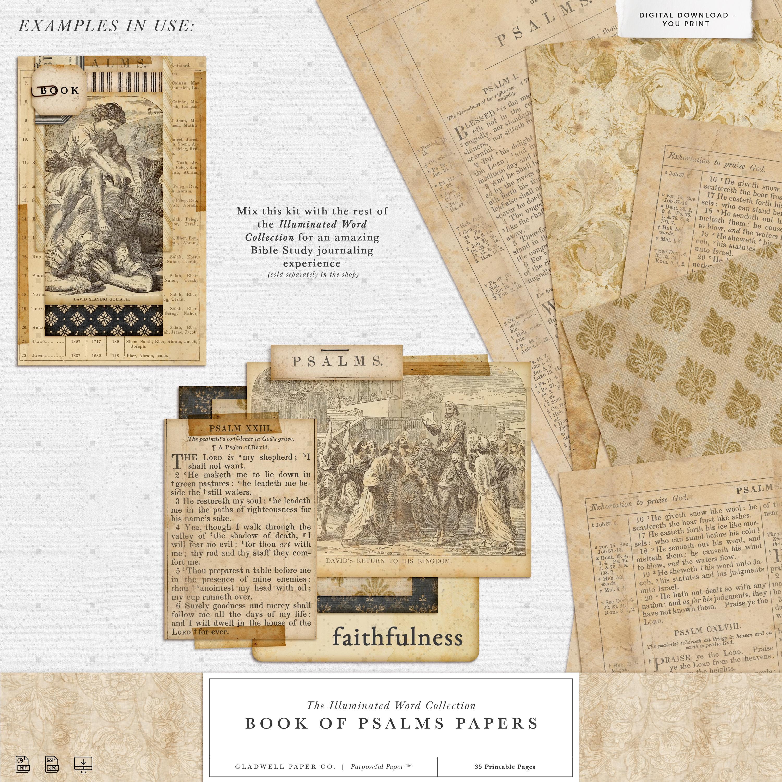 Bible Journaling Paper Pack Printable, Vintage Psalm Pages, Antique ...