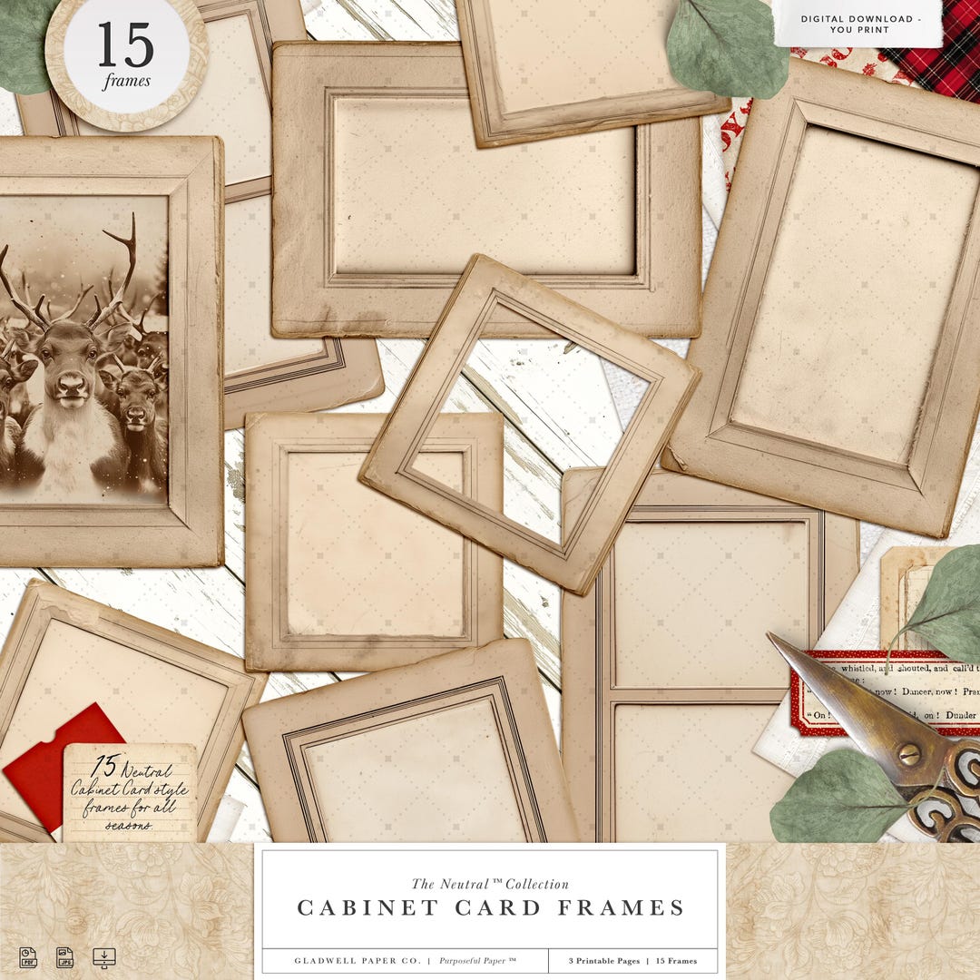 Vintage Printable Cabinet Card Frames – Neutral Ephemera for Junk ...