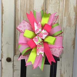Tulip Bow~Spring Wreath Bow~Summer Wreath Bow~Lantern Bow~Swag Bow~Hanger Door Bow~Pink and Green Wreath Bow~Mailbox Bow~Easter Wreath Bow