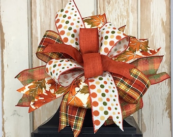 Lantern Bow~Fall Wreath Bow~Swag Bow~Mailbox Bow~Autumn Wreath Bow~Lantern Bow Fall~Fall Wreath Bow Door~Fall Wreath Bow Plaid~Bow Topper