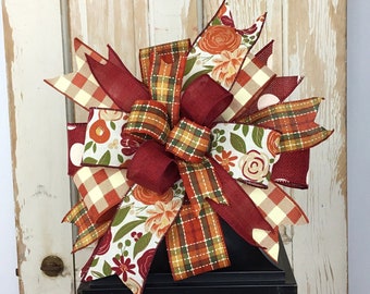 Lantern Bow~Fall Wreath Bow~Swag Bow~Mailbox Bow~Autumn Wreath Bow~Lantern Bow Fall~Fall Wreath Bow Door~Floral Fall Wreath Bow~Topper Bow
