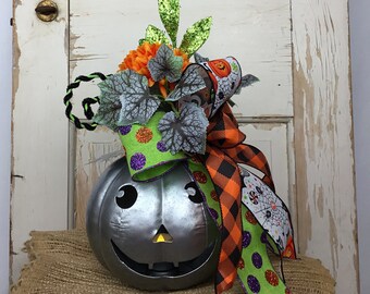 Halloween Arrangement~Halloween Decoration For Porch~Halloween Table Decor~Halloween Table Arrangement~Jack O Lantern Decor~Rustic Pumpkin