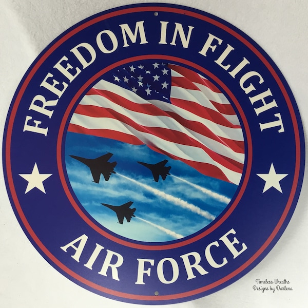 Air Force Sign, Military Air Force Sign, US Air Force Gift, Air Force Graduation Gift, Military Sign, Military Metal Sign, 12” Round Sign