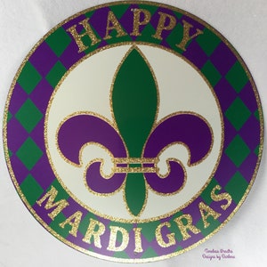Mardi Gras plaque wreath attachment or garland accent centerpiece sign plaque